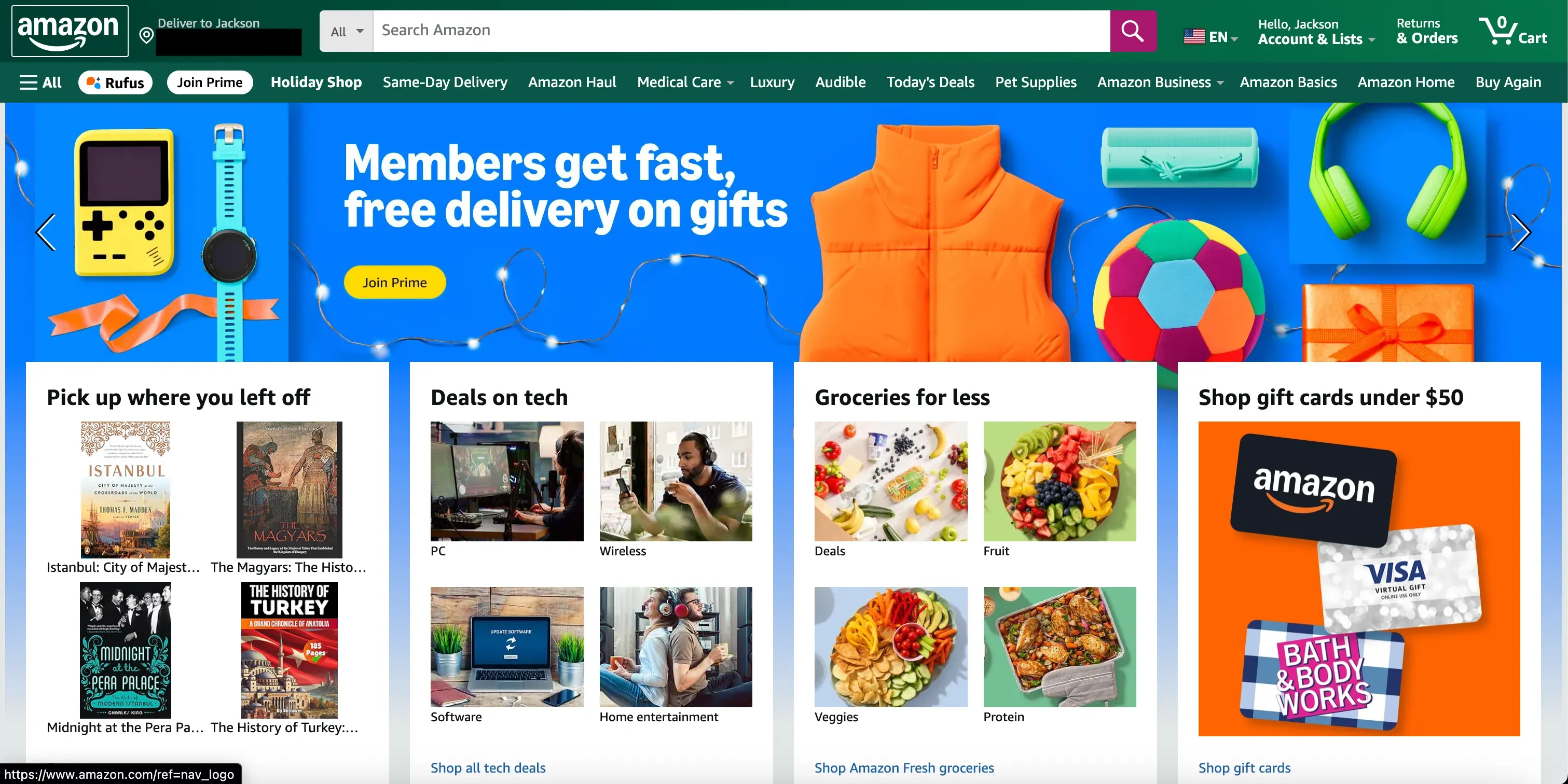 Amazon navigation controls